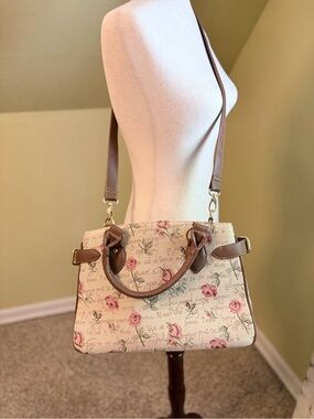 Signare Tapestry Rose & Script Convertible Crossbody Handbag Satchel